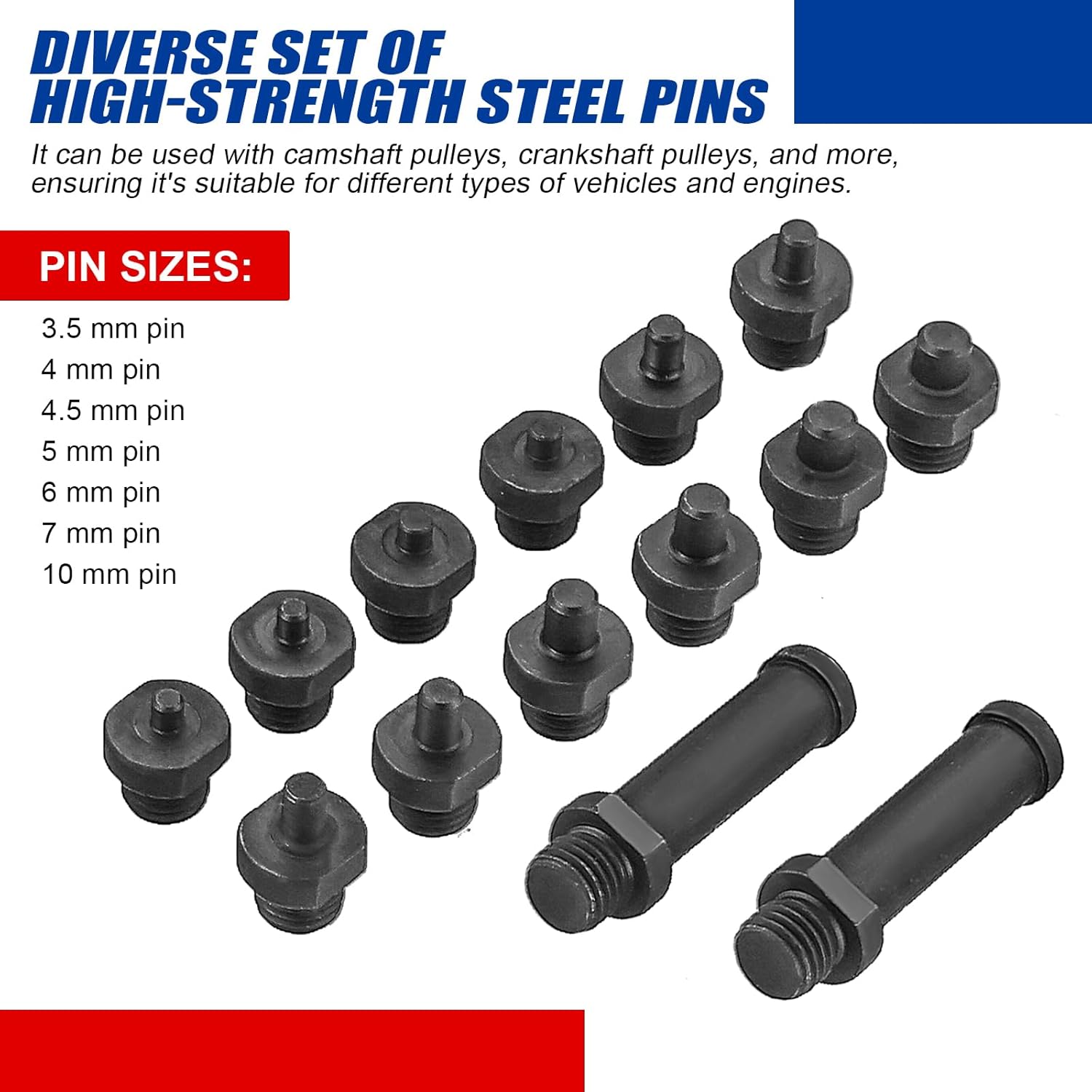 Variable Pin Spanner Wrench, 15Pc Adjustable Pin Spanner Wrench Kit, 1/2" Drive Ratchet Fan Clutch Pulley Holder