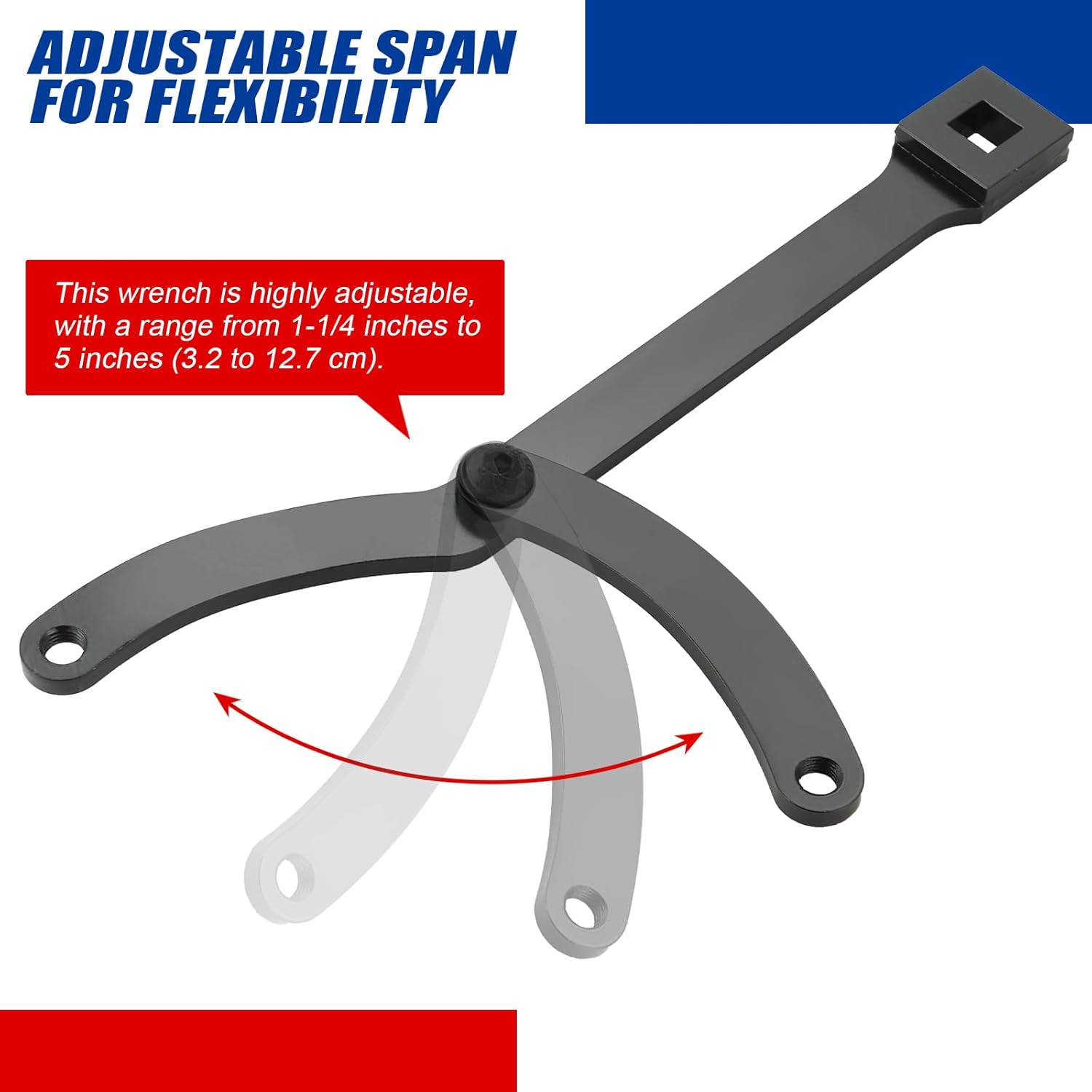 Alternative view of Variable Pin Spanner Wrench, 15Pc Adjustable Pin Spanner Wrench Kit, 1/2" Drive Ratchet Fan Clutch Pulley Holder