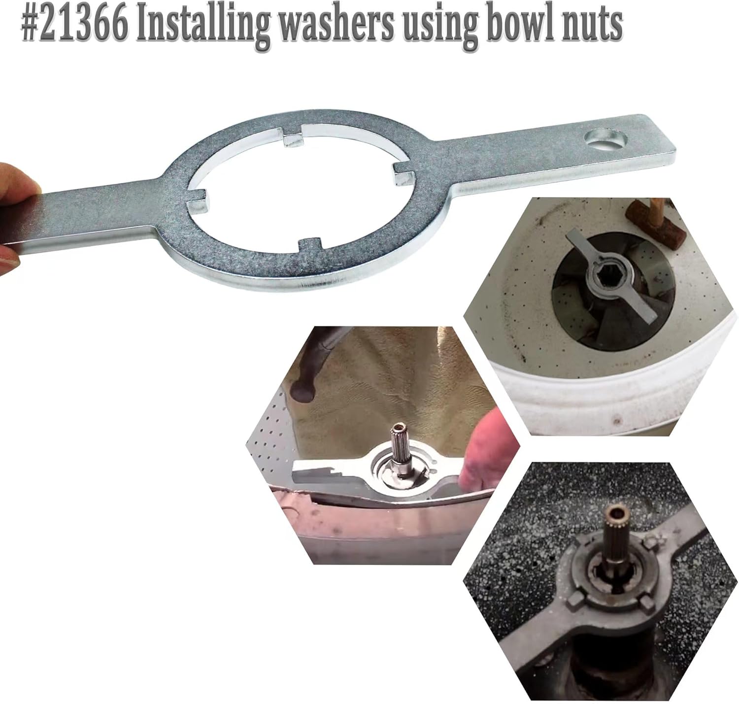 Alternative view of IGIUA 21366 Spanner Wrench for Kenmore/Whirlpool Washer HD Tub Nut - TB123A Compatible washing machine spanner wrench and washer wrench (1 pack)