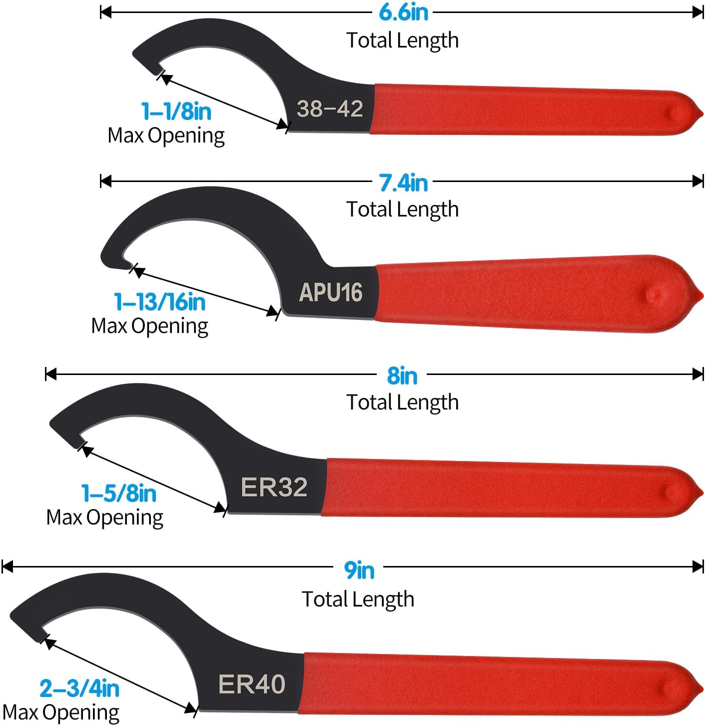 Mdvora Coilover Spanner Wrench Set, 4pcs, Alloy Steel, Rubber