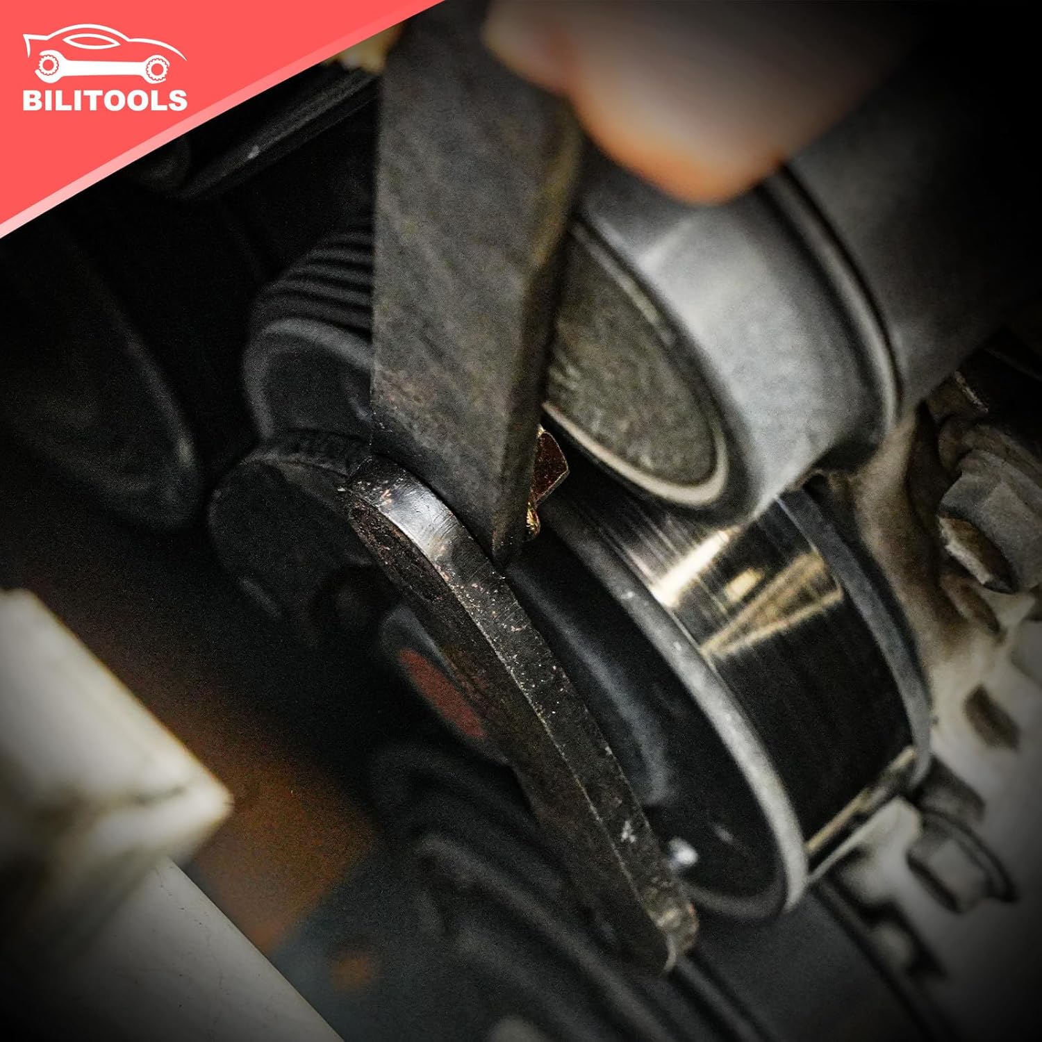 BILITOOLS 15PCS Universal Pulley Holder Tool Kit, 1/2-inch drive ratchet Adjustable Spanner Wrench with Variable Pins 3.5mm, 4mm, 4.5mm, 5mm, 6mm, 6.5mm and 10mm fits Camshaft pulleys.