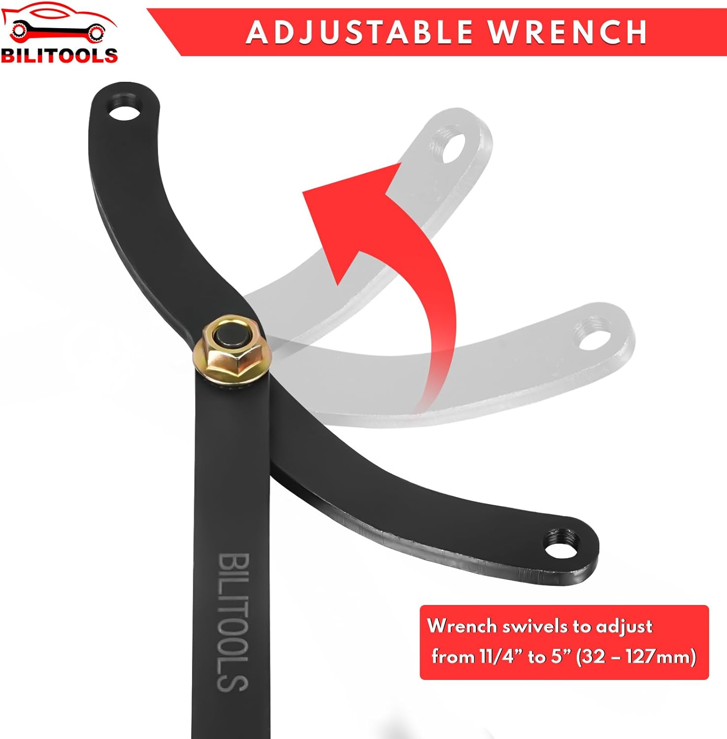 Alternative view of BILITOOLS 15PCS Universal Pulley Holder Tool Kit, 1/2-inch drive ratchet Adjustable Spanner Wrench with Variable Pins 3.5mm, 4mm, 4.5mm, 5mm, 6mm, 6.5mm and 10mm fits Camshaft pulleys.