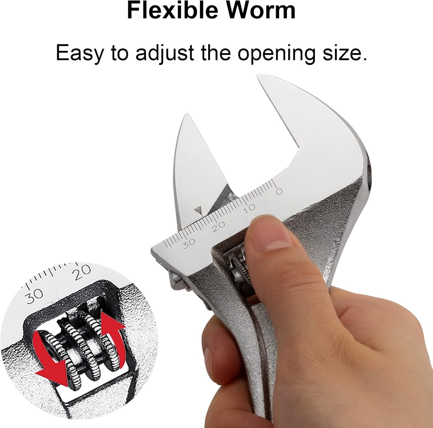 Alternative view of Jetech 8-Inch Adjustable Wrench - Professional Heavy Duty Spanner Chrome Vanadium Steel Shifter Spanner with Metric Scale Wide Caliber Opening