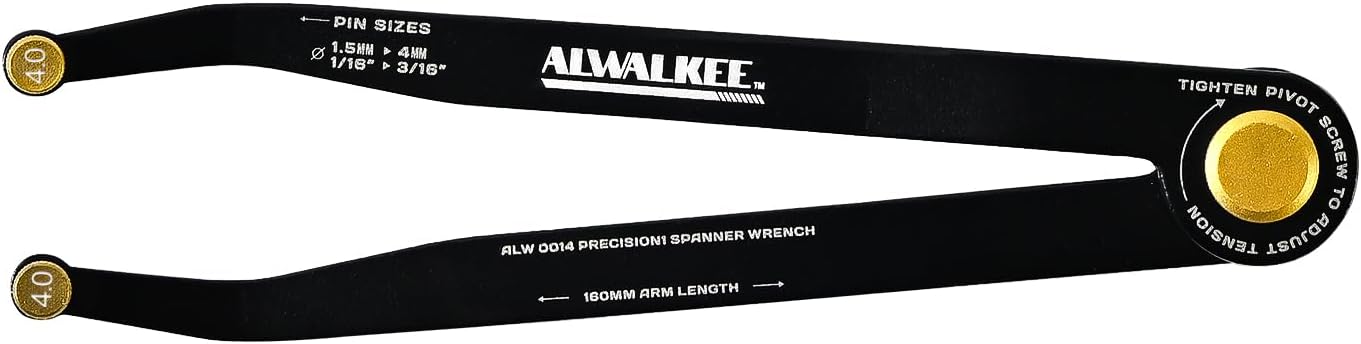 25-Piece Pin Wrench Set with Case, Precision Spanner Wrench - Adjustable Hook Spanner for Bearings, Pulleys & Obscure Fasteners - Metric & Imperial Steel Pins, 160mm Arms, 180° Rotation