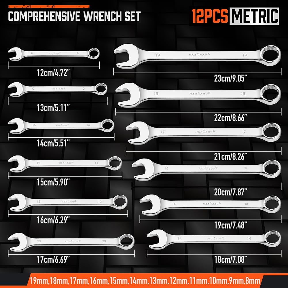Alternative view of HORUSDY 12-Piece Metric Wrench Set | Combination Wrench Set with Organizer | 12 Point | 8mm - 19mm | Chrome Vanadium Steel