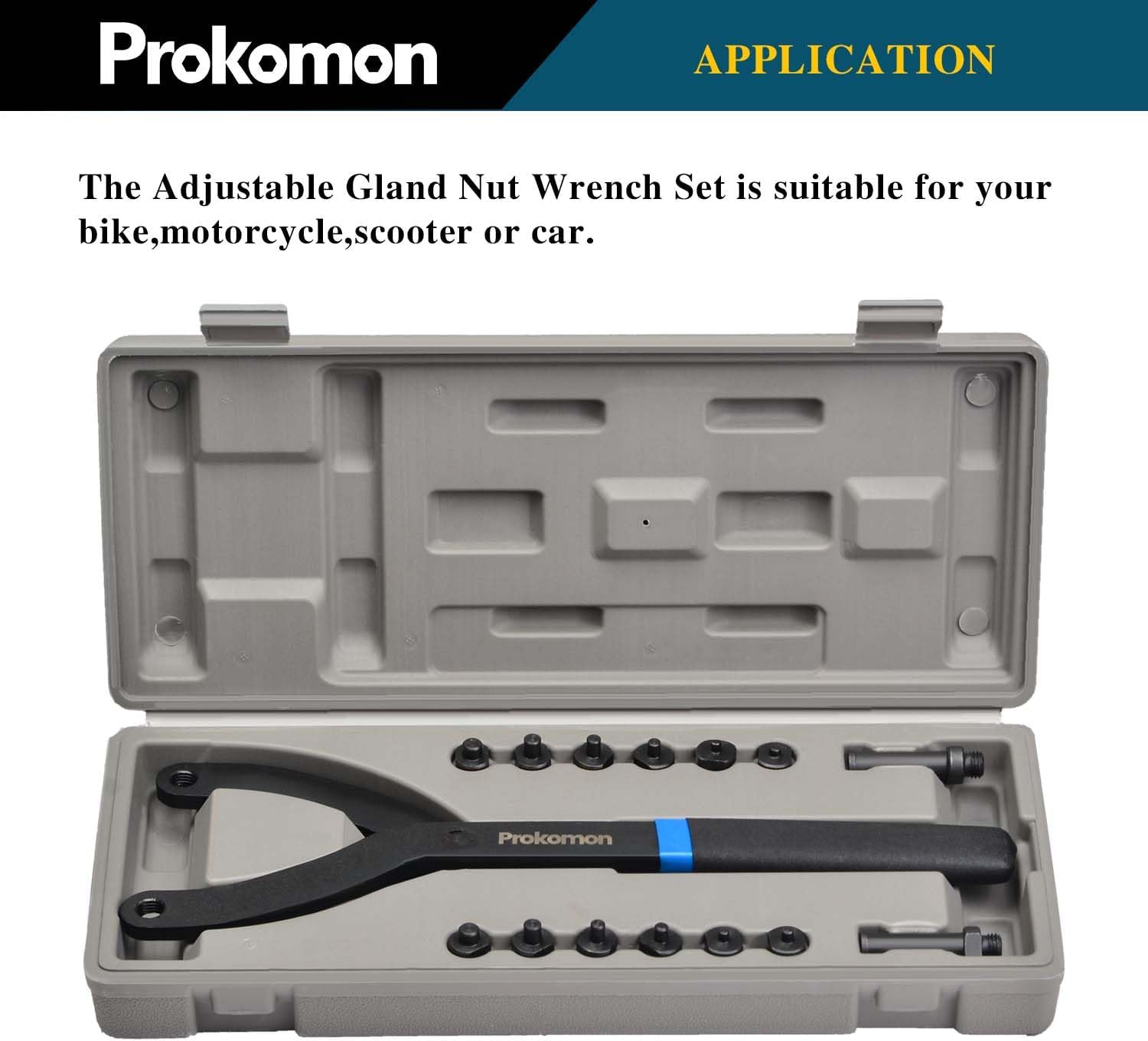 Prokomon 15Pc Adjustable Pin Spanner Wrench Set/Variable Cylinder Fan Clutch Pully Holder Wrench with Soft Handle