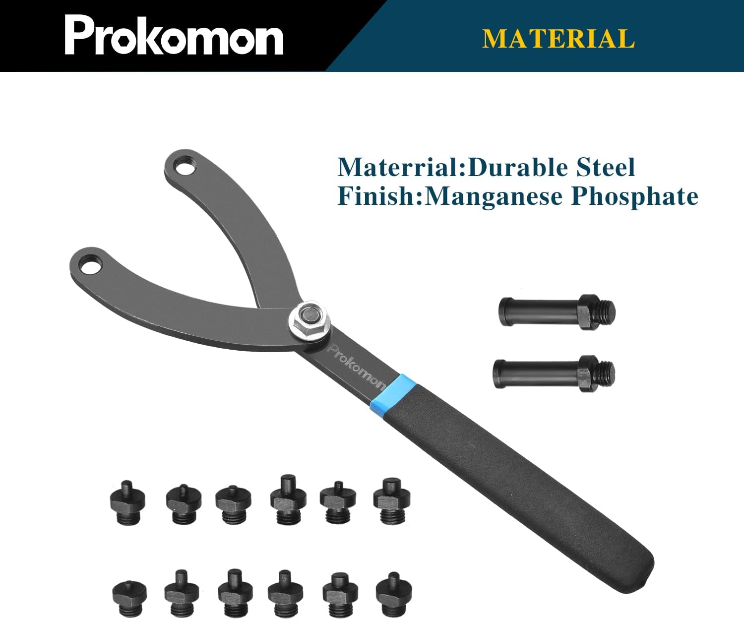 Alternative view of Prokomon 15Pc Adjustable Pin Spanner Wrench Set/Variable Cylinder Fan Clutch Pully Holder Wrench with Soft Handle