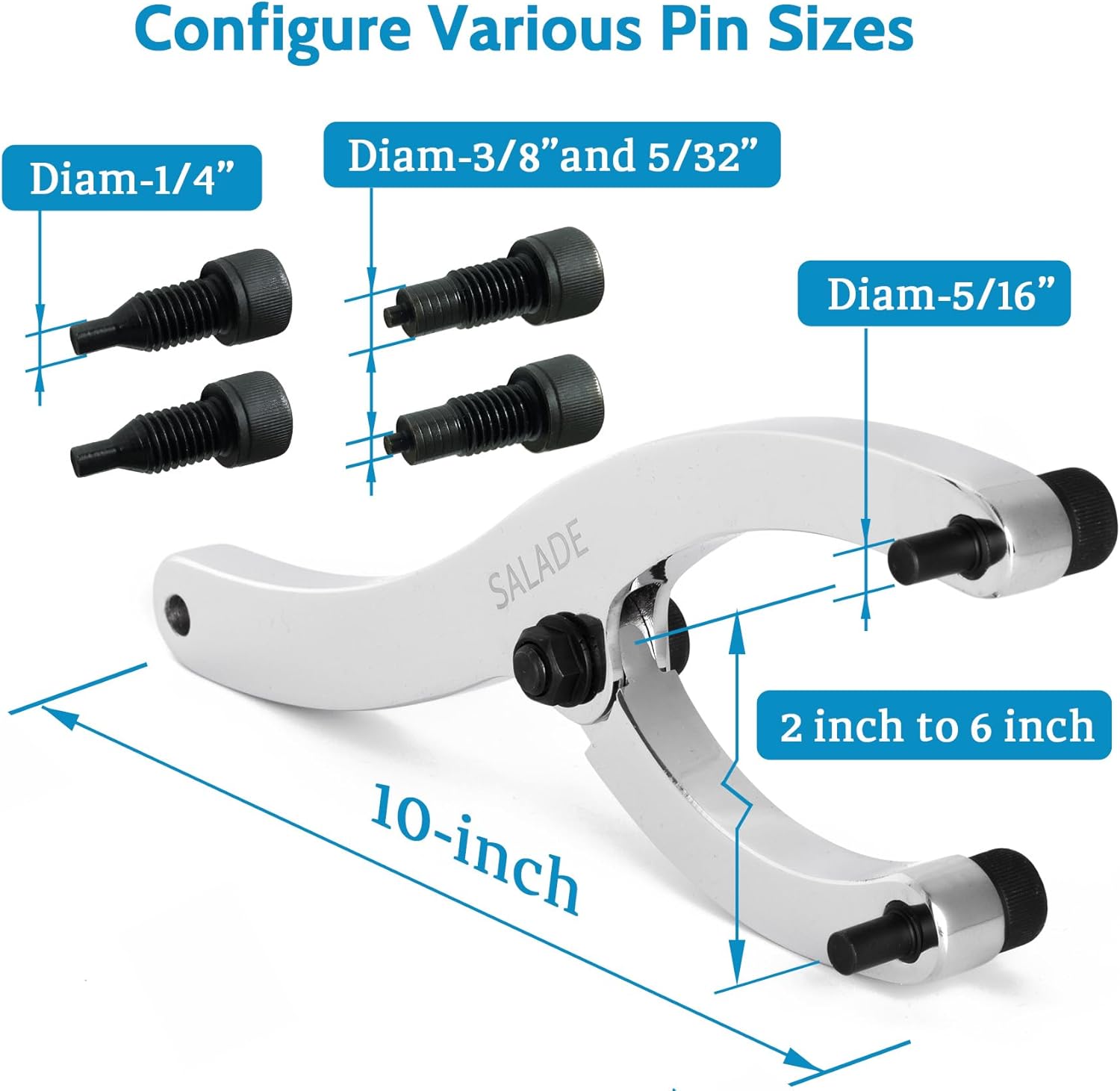10-Inch Heavy Gland Nut Wrench with Handle, Adjustable Spanner Wrench for Removing Hydraulic Cylinder Glands Under 7 Inches, Includes 5/32", 1/4", 5/16", and 3/8" Pins, Gloves, and Towel