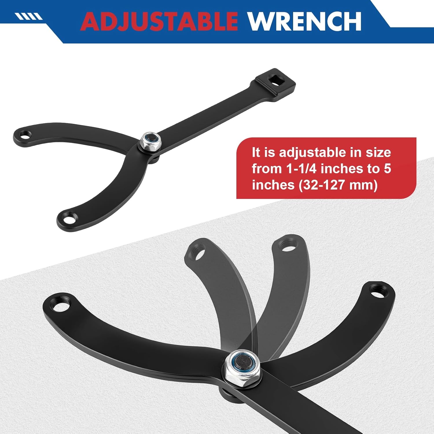 15pcs Pulley Holder Tool Kit, Universal Adjustable Spanner Wrench Set with Variable Pins, 1/2" Drive Ratchet Fan Clutch Removal Wrench Tool Kit for Camshaft Pulley