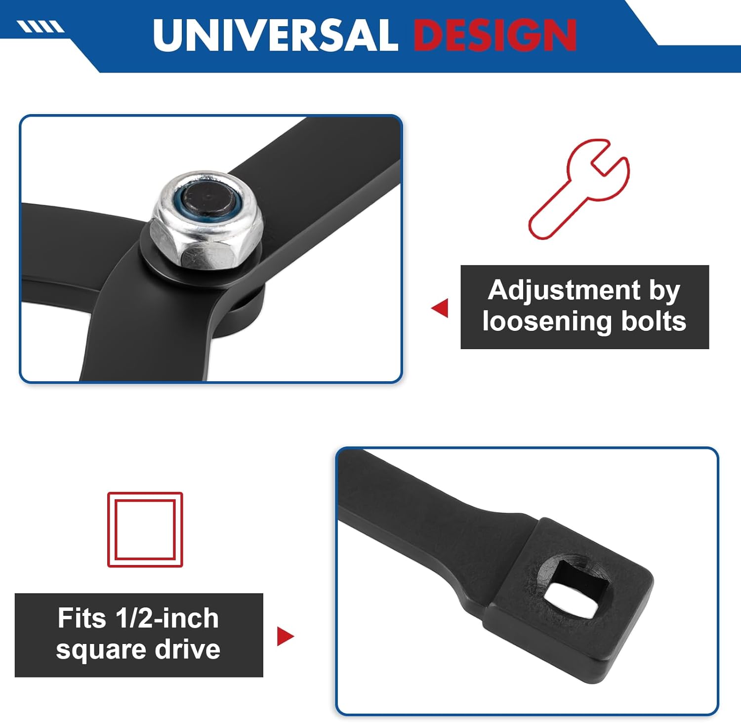 Alternative view of 15pcs Pulley Holder Tool Kit, Universal Adjustable Spanner Wrench Set with Variable Pins, 1/2" Drive Ratchet Fan Clutch Removal Wrench Tool Kit for Camshaft Pulley