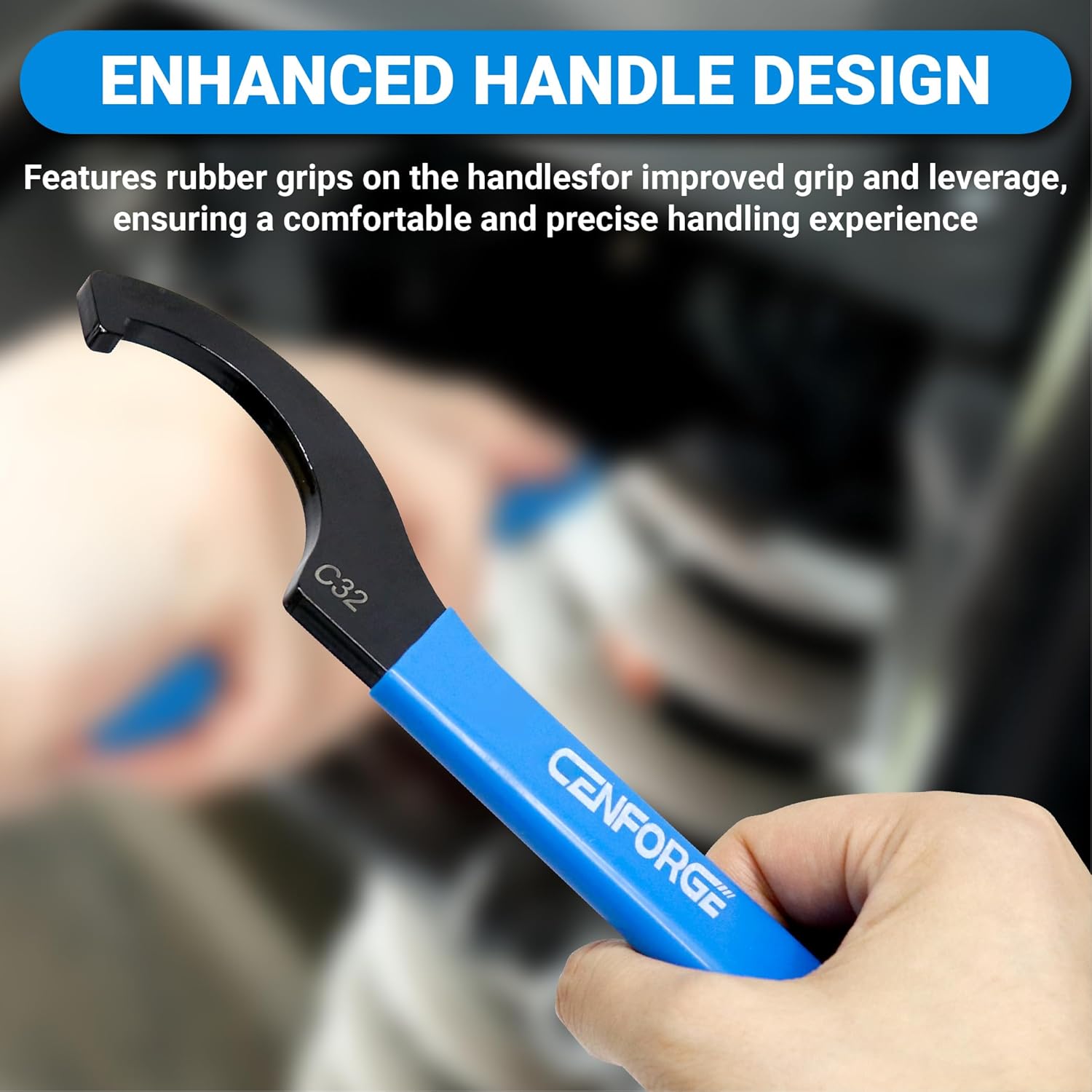 Alternative view of CENFORGE Cenfoge Double-ended Coilover Adjustment Spanner Wrench Set, 3-PC. Tool Kit for Suspension System and Shock Adjustments, Fit Coilovers Shocks with Nut OD APU13, APU16, ER25, ER32, ER40, C32