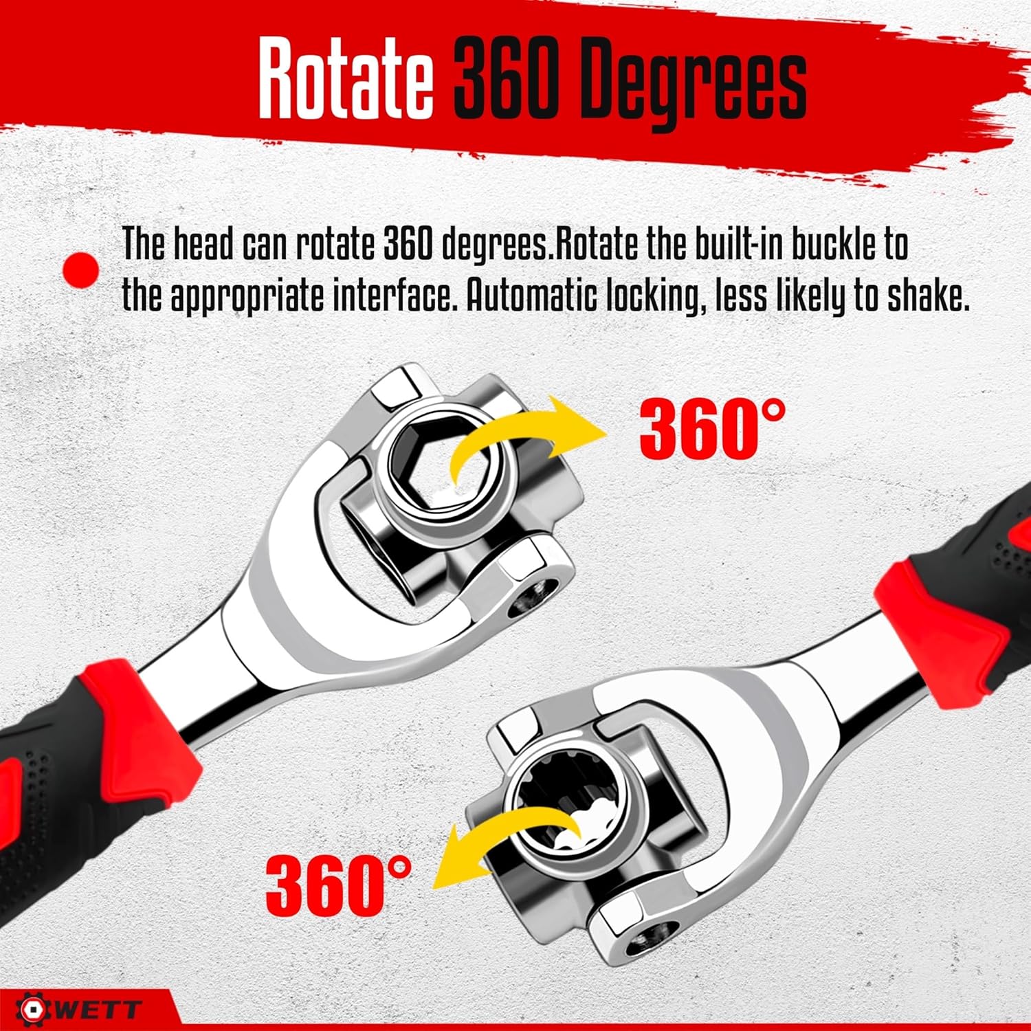 Alternative view of WETT Universal Socket Wrench, 2-Piece 52 in 1 and 48 in 1 Universal Socket Tools, Adjustable Multi Function Wrench, 6 & 12 Point, 360° Rotating Head Spanner Tool with Work Gloves, Stainless Steel