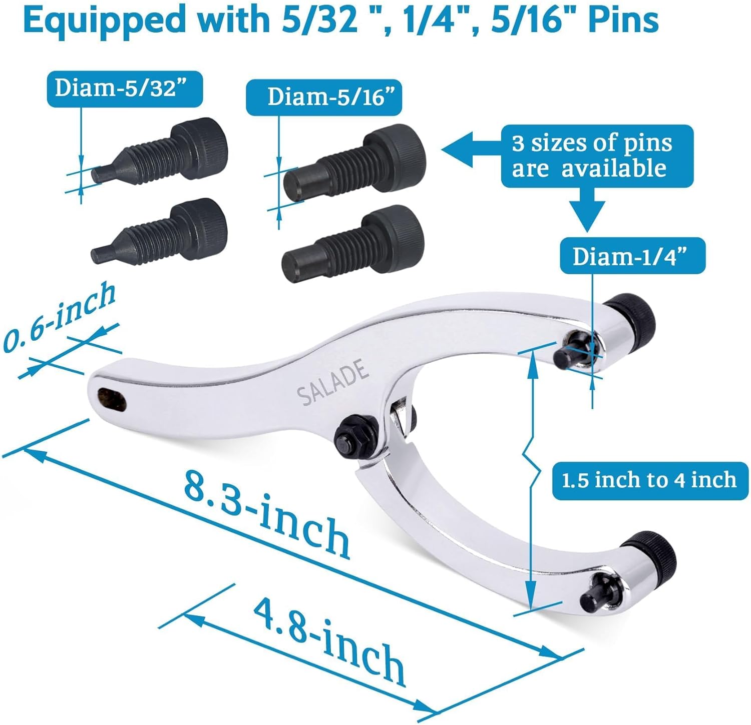 8-Inch Heavy Gland Nut Wrench with Handle, Adjustable Spanner Wrench for Removing Hydraulic Cylinder Glands Under 5 Inches, Includes 5/32" 1/4" 5/16" Pins, Gloves, and Towel
