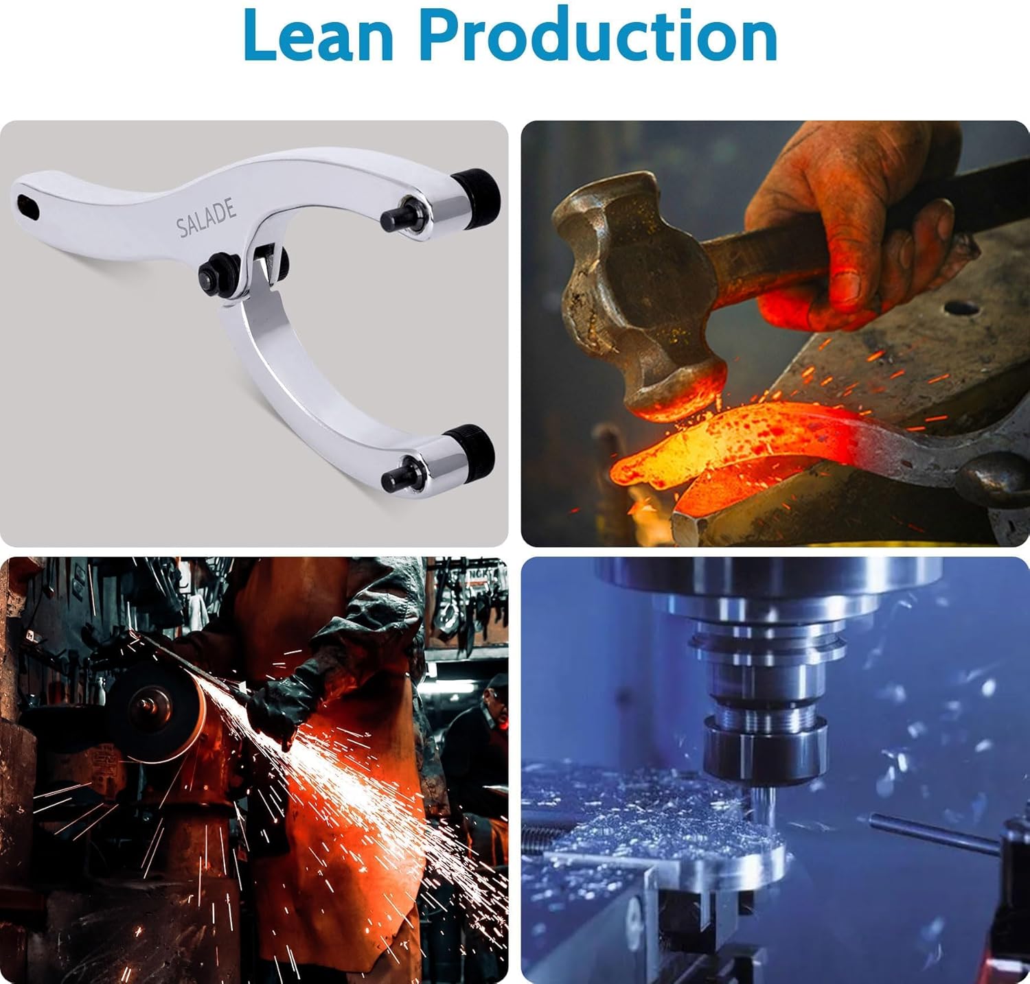 Alternative view of 8-Inch Heavy Gland Nut Wrench with Handle, Adjustable Spanner Wrench for Removing Hydraulic Cylinder Glands Under 5 Inches, Includes 5/32" 1/4" 5/16" Pins, Gloves, and Towel