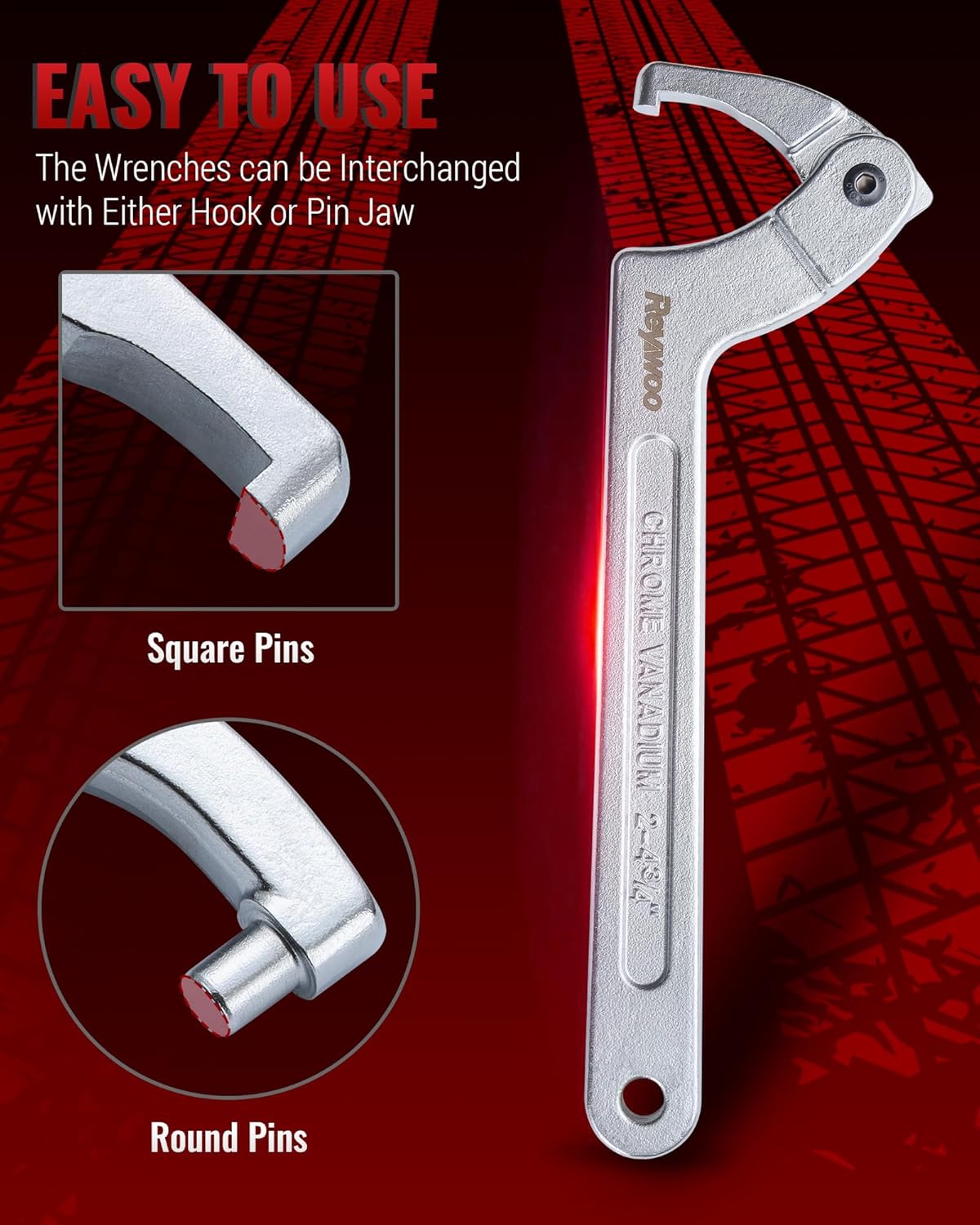 Alternative view of WORKPRO Adjustable Wrench, 8-inch Heavy Duty Spanner with Inch/Metric Scale, Premium Cr-V Steel, Chrome Plated