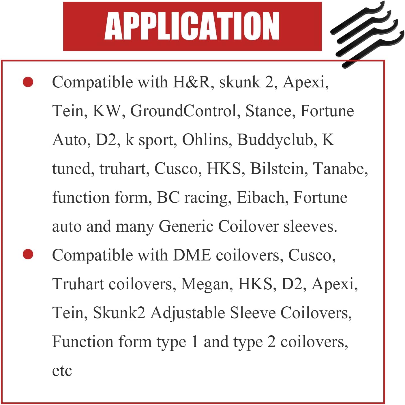 Coilover Adjustment Tool Compatible for Coilovers - K Sport, Skunk 2, Apexi, Megan Racing - 2 Large Steel Spanner Wrenches + 1 Small Wrench