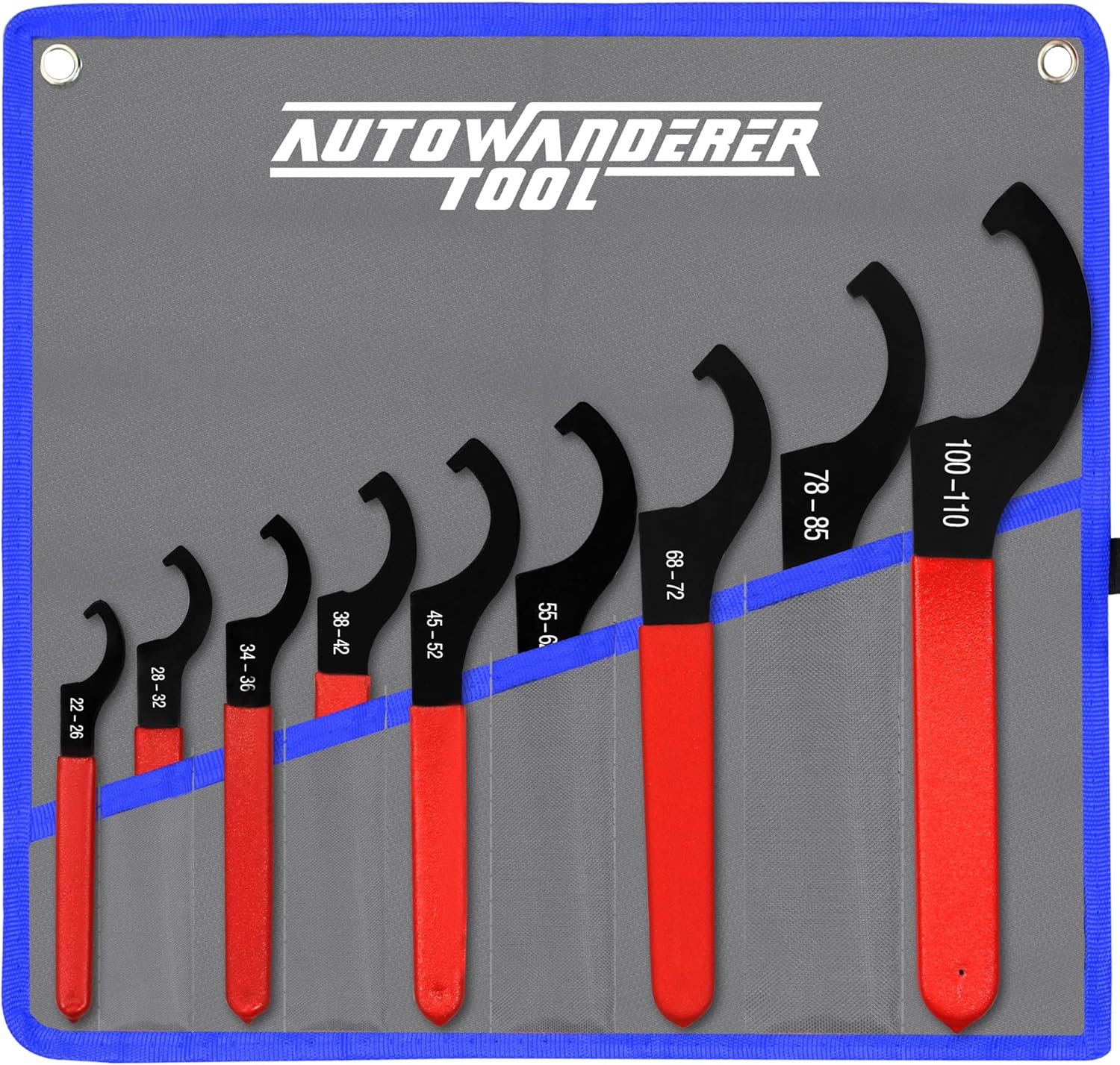 Alternative view of AutoWanderer Tool 9Pcs Coilover Spanner Wrench Set, Adjustable Shock Wrench Universal Carbon Steel Spanners for Most Coil Over Shock Adjustments (Blue)