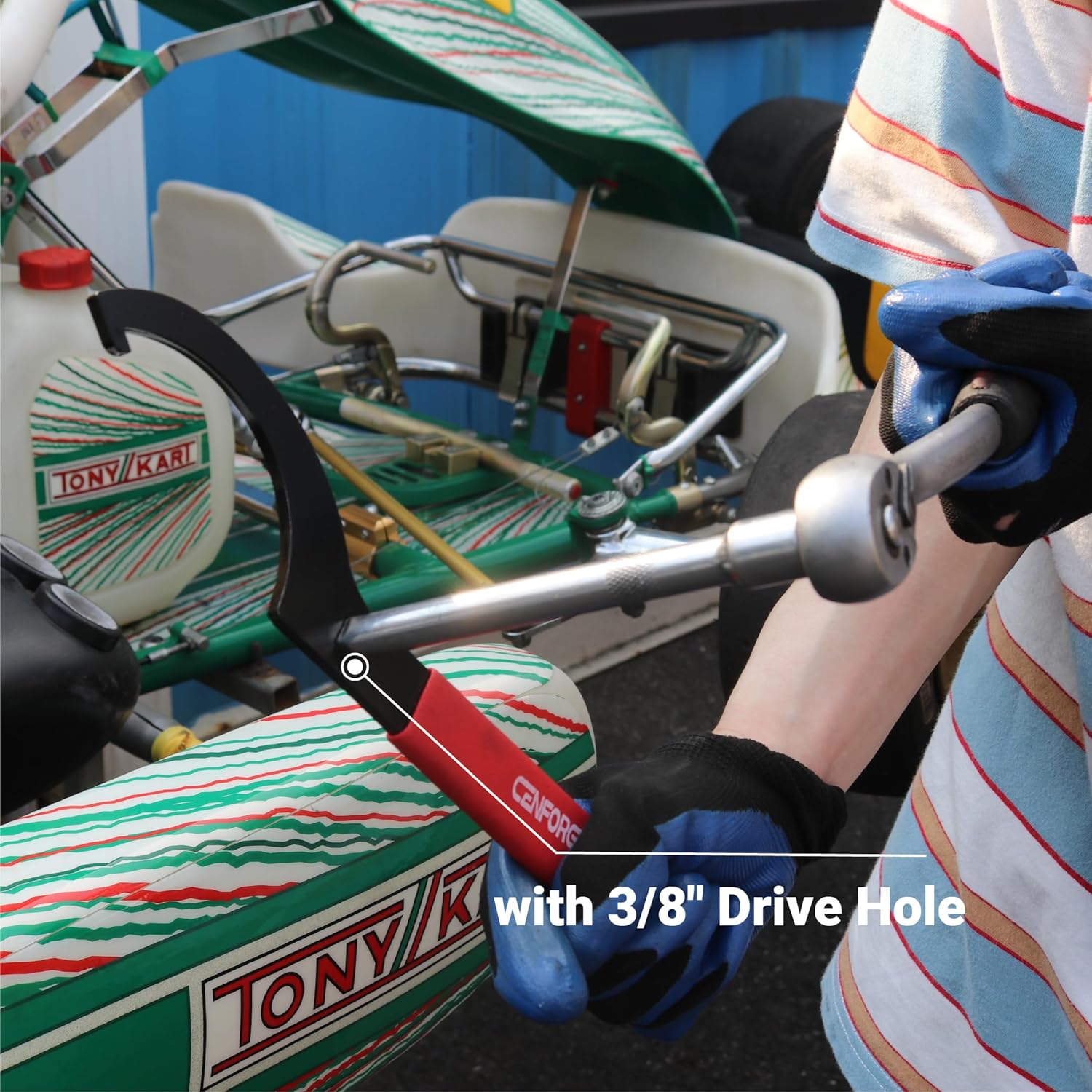 Universal Coilover Spanner Wrench Set (4-Piece) – Adjustable C-Shape Shock Adjustment Tool with 3/8" Drive Hole & Rubber Grip – Fits Tein, Skunk2, KW, HKS & Most Suspension Systems