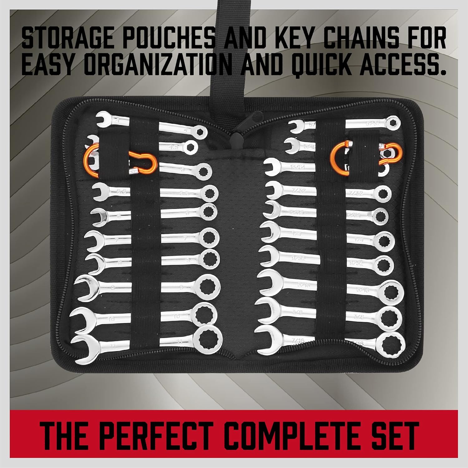 Alternative view of Premium Midget Wrench Set - 22-Piece Mini Combination Wrench Set Metric & SAE Ignition Wrench Sets 4-10mm & 5/32'' to 7/16'' Lightweight Small Carry Pouch