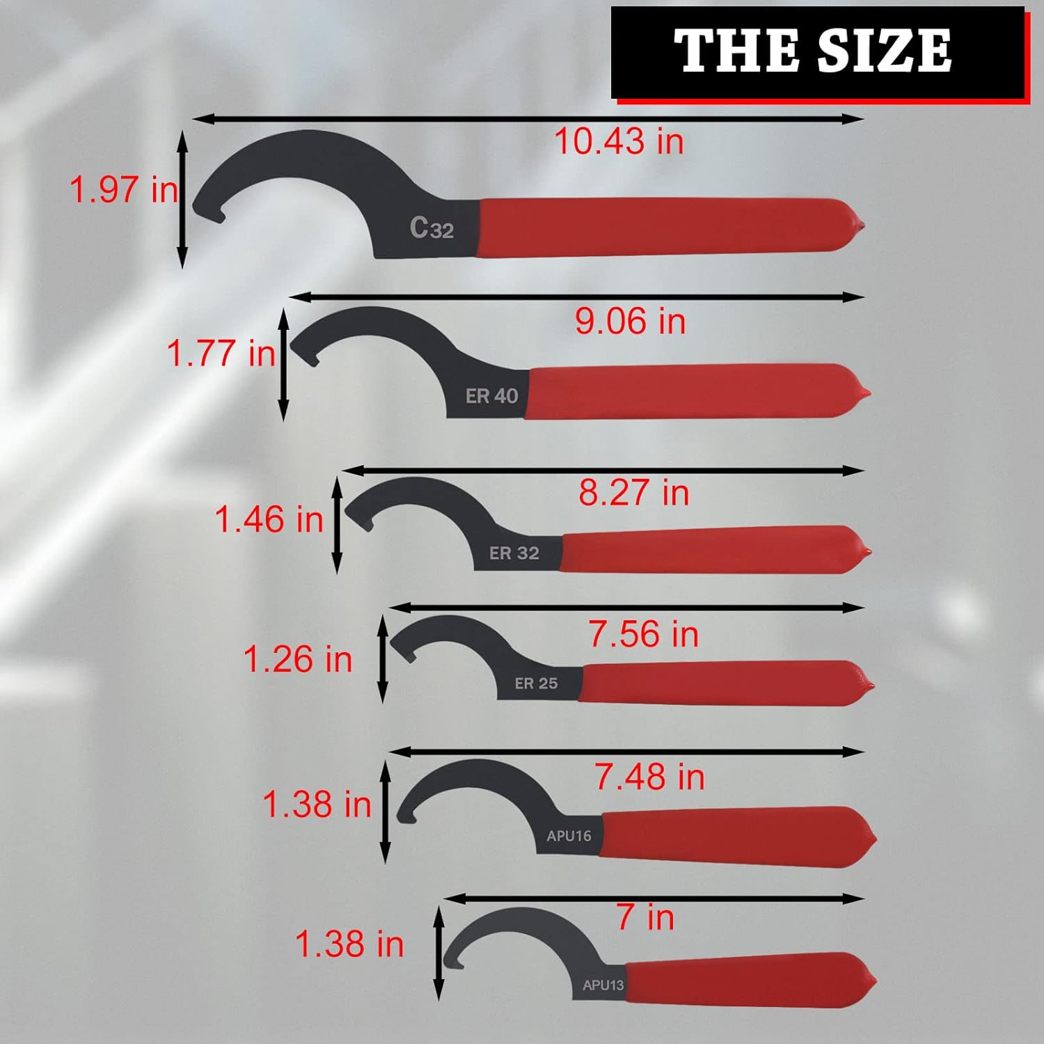 Poweka Coilover Spanner Wrench, 6Pcs Universal Adjustment Shock Steel Spanner Hook Wrench Set for Suspension System and Motorcycle Coil Over Adjustments Tool