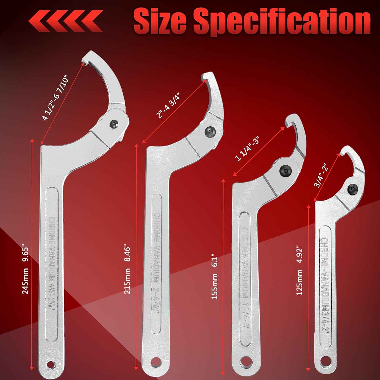 Adjustable Spanner Wrench Set, 8pcs Motorcycle Coilover Shock Adjustment Tool Hook C Spanner Wrench for Pipes Heating, Cars Suspension System