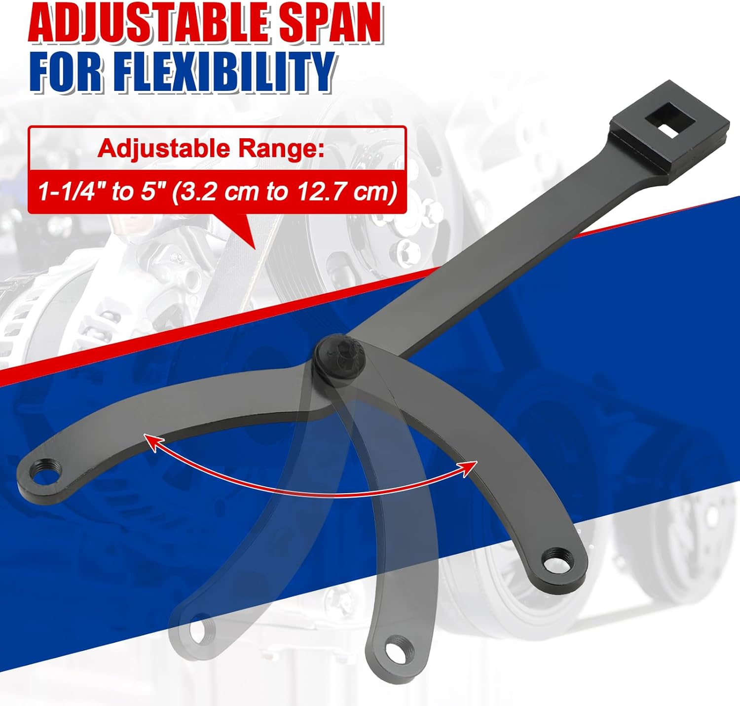 Alternative view of Variable Pin Spanner Wrench, 15PCS Universal Pulley Holder Tool Kit, 1/2" Drive Ratchet Fan Clutch Pully Holder Wrench Tool Kit for Cars, Motorcycles, Fits Camshaft pulleys