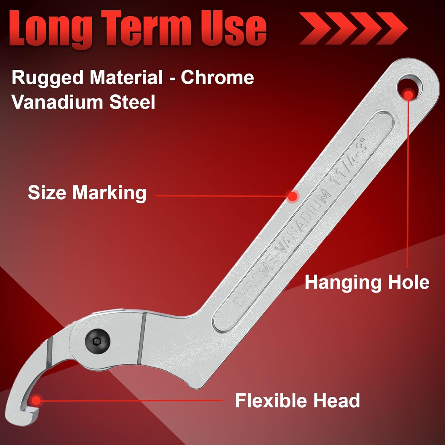 Alternative view of Adjustable Spanner Wrench Set, 8pcs Motorcycle Coilover Shock Adjustment Tool Hook C Spanner Wrench for Pipes Heating, Cars Suspension System