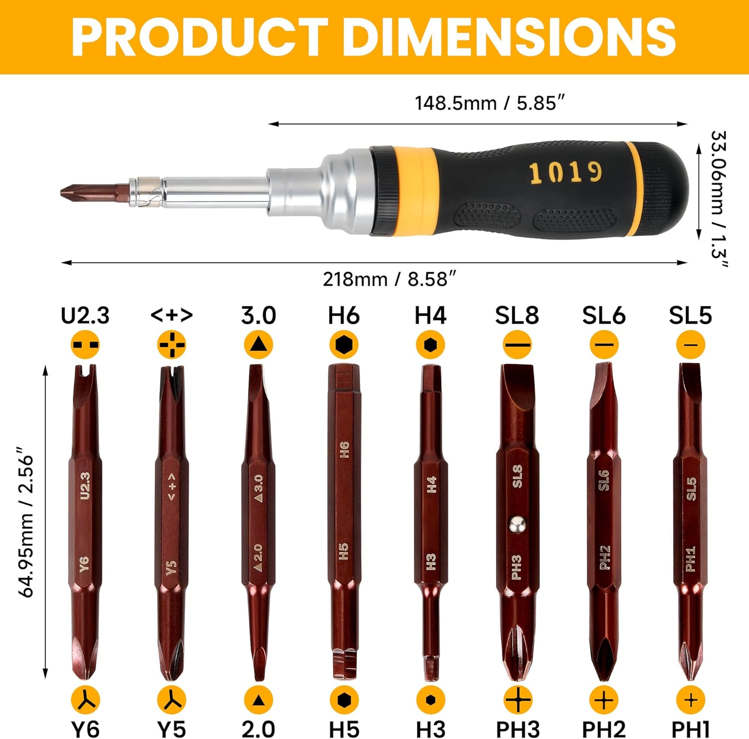 REKCKRUL 19-in-1 Ratcheting Multi-Bit Screwdriver Set, Magnetic Tip Screwdriver with Double-End Bits Storage, All-in-One Screwdriver Kit for Home Repair, DIY, Electronics & Automotive