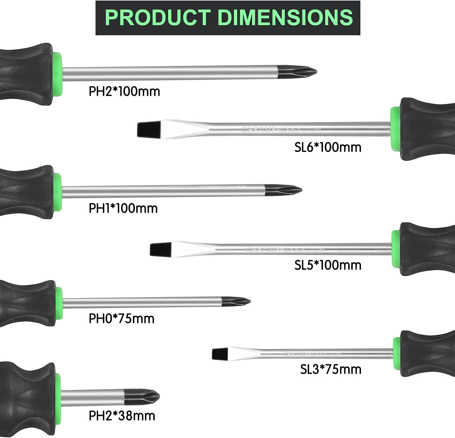 GURADESIGN 7-Piece Magnetic Screwdrivers Set, 4 Phillips and 3 Flat, Professional Cushion Grip Screwdriver Set