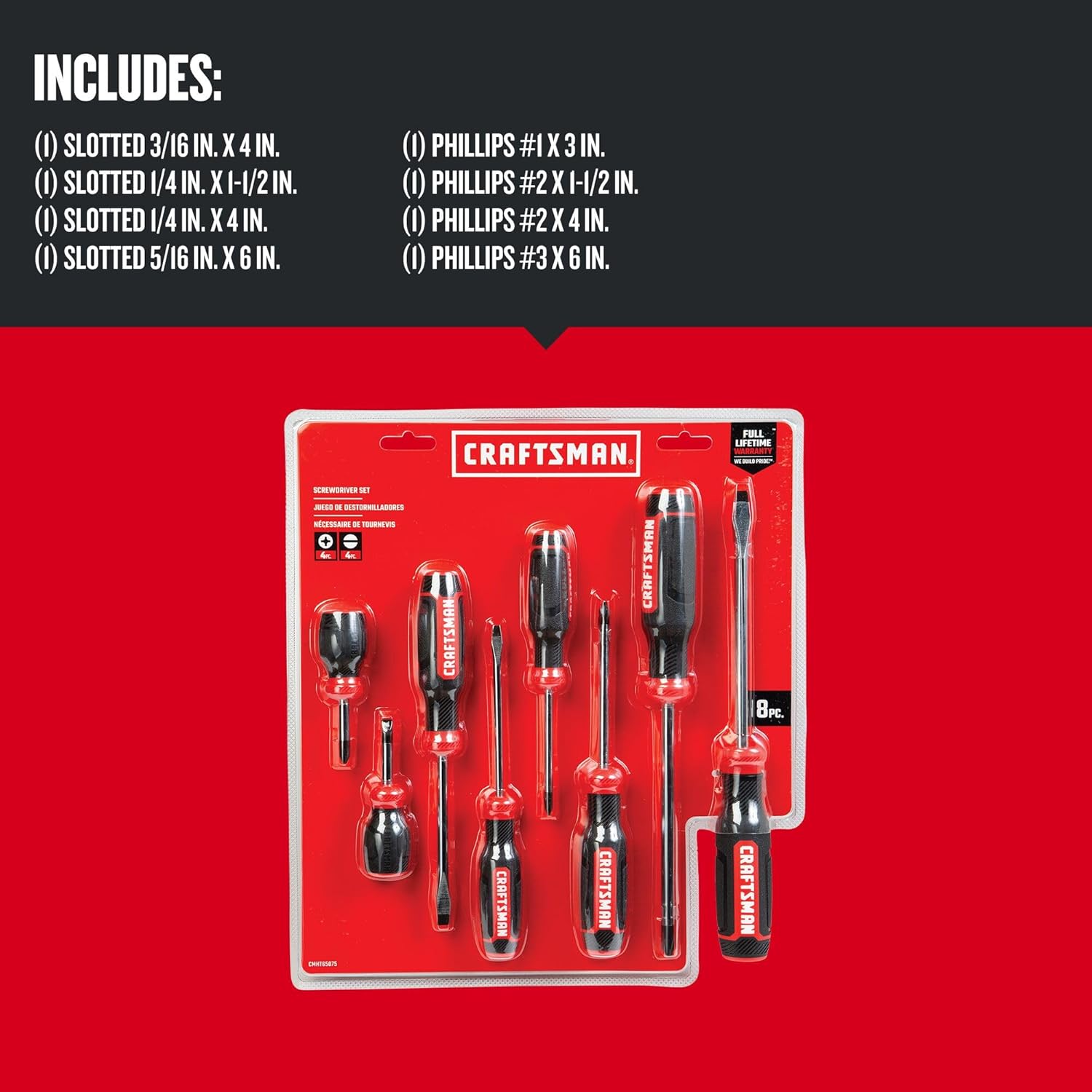CRAFTSMAN Screwdriver Set, Bi-Material, 8 Piece Set (CMHT65075N)