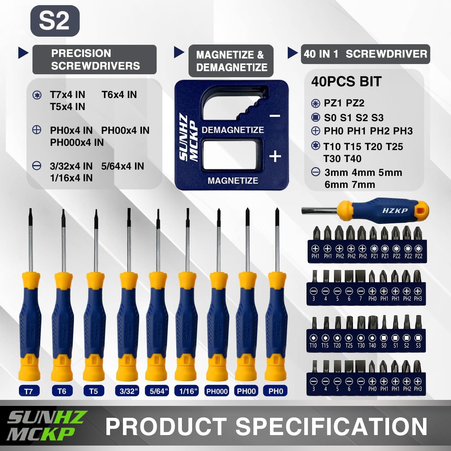 Alternative view of SUNHZMCKP Magnetic Screwdriver Set 66-Piece, S2- Alloy Tool Steel, Includes Slotted/Phillips/Torx Mini Precision Screwdrivers, Replaceable Screwdriver Bits With Sturdy tool box