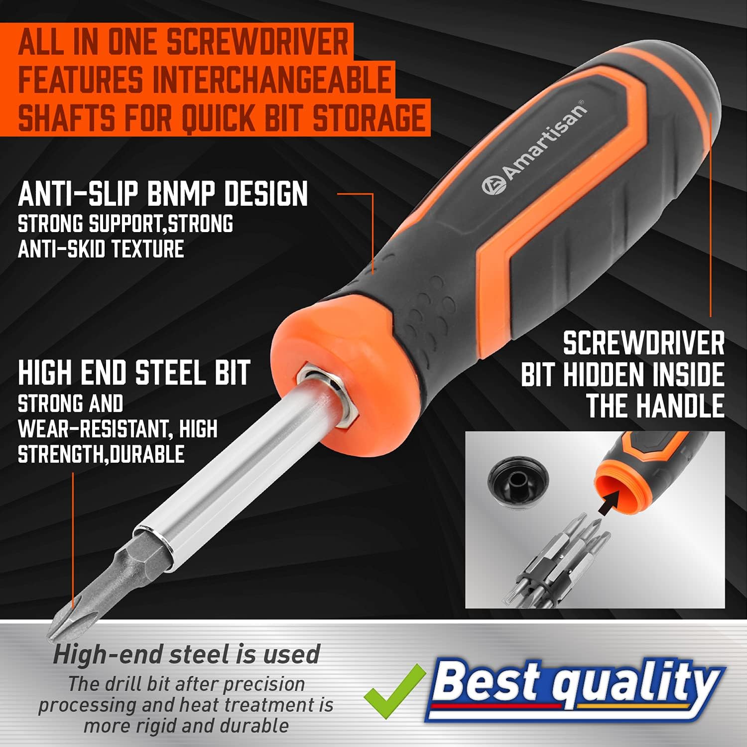 Alternative view of Amartisan 18-in-1 Multi-bit Screwdriver Set Tool All in One, Portable Multi-Purpose Screwdriver, Slotted/Philips/Pozi/Torx/Square,Nut Driver