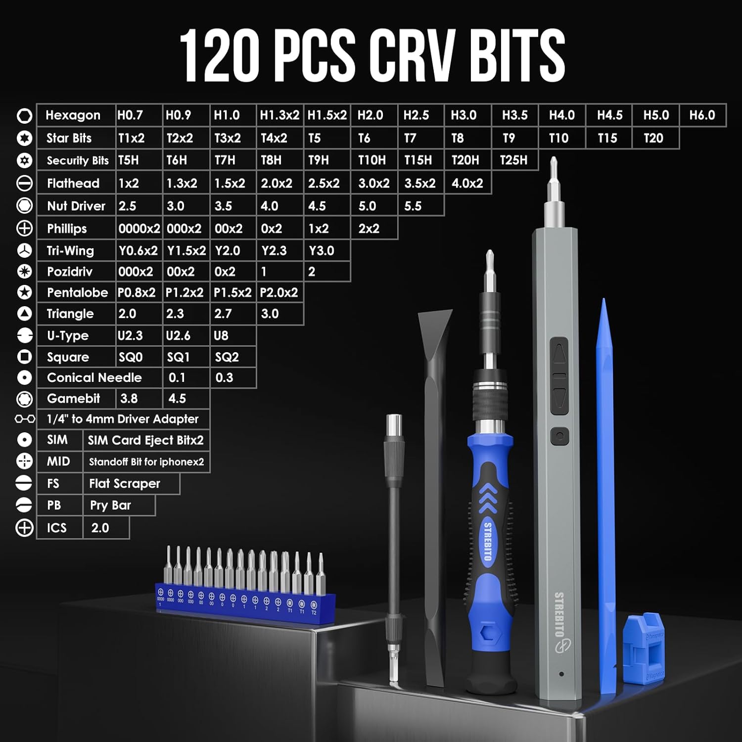 Alternative view of STREBITO Electric Screwdriver, 144-in-1 Precision Screwdriver Set, 120 Magnetic Bits, Organized Storage and Portability, Small Tool Kit for Electronics, PC, Computer and Laptop