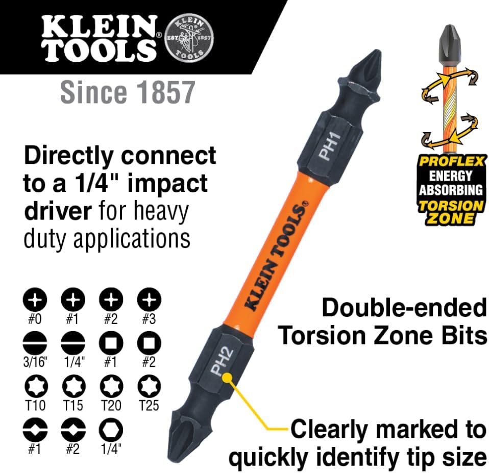 Alternative view of Klein Tools 32315HD 15-in-1 Multi-Bit Ratcheting Screwdriver, Impact-Rated, 7 Double-Ended ProFlex Torsion Zone Tips, 1/4-Inch Nut Driver, 8-Piece