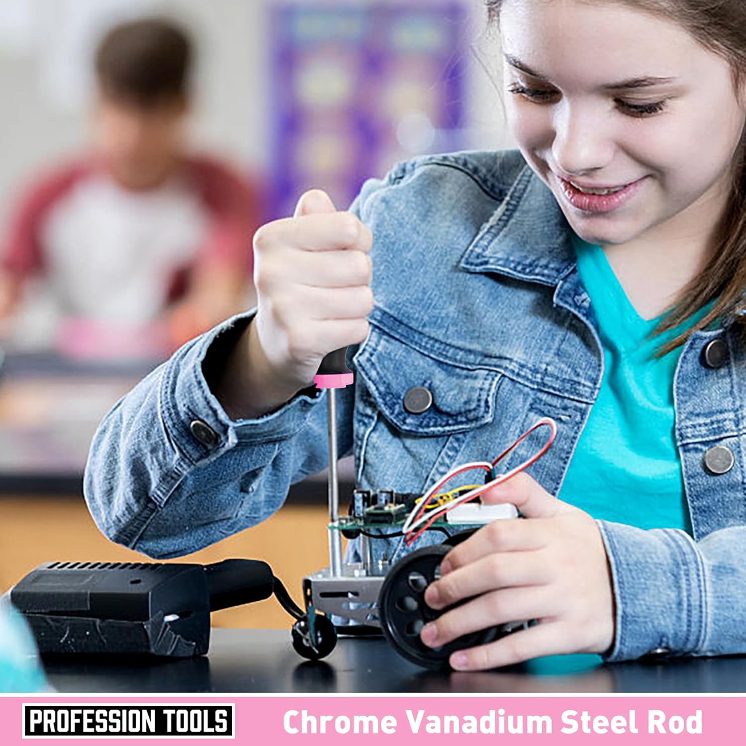 Amartisan 10-Piece Magnetic Screwdrivers Set, 5 Phillips and 5 Slotted Tips Professional Cushion Grip Screwdriver Set 2pcs Portable Multifunction Key Mini Screwdriver (Pink)