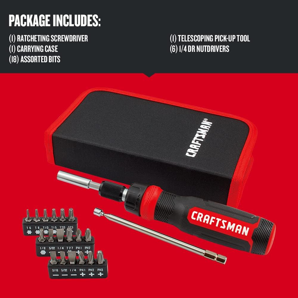 Alternative view of CRAFTSMAN Ratcheting Screwdriver, Multibit Set, 26-Piece (CMHT68001)