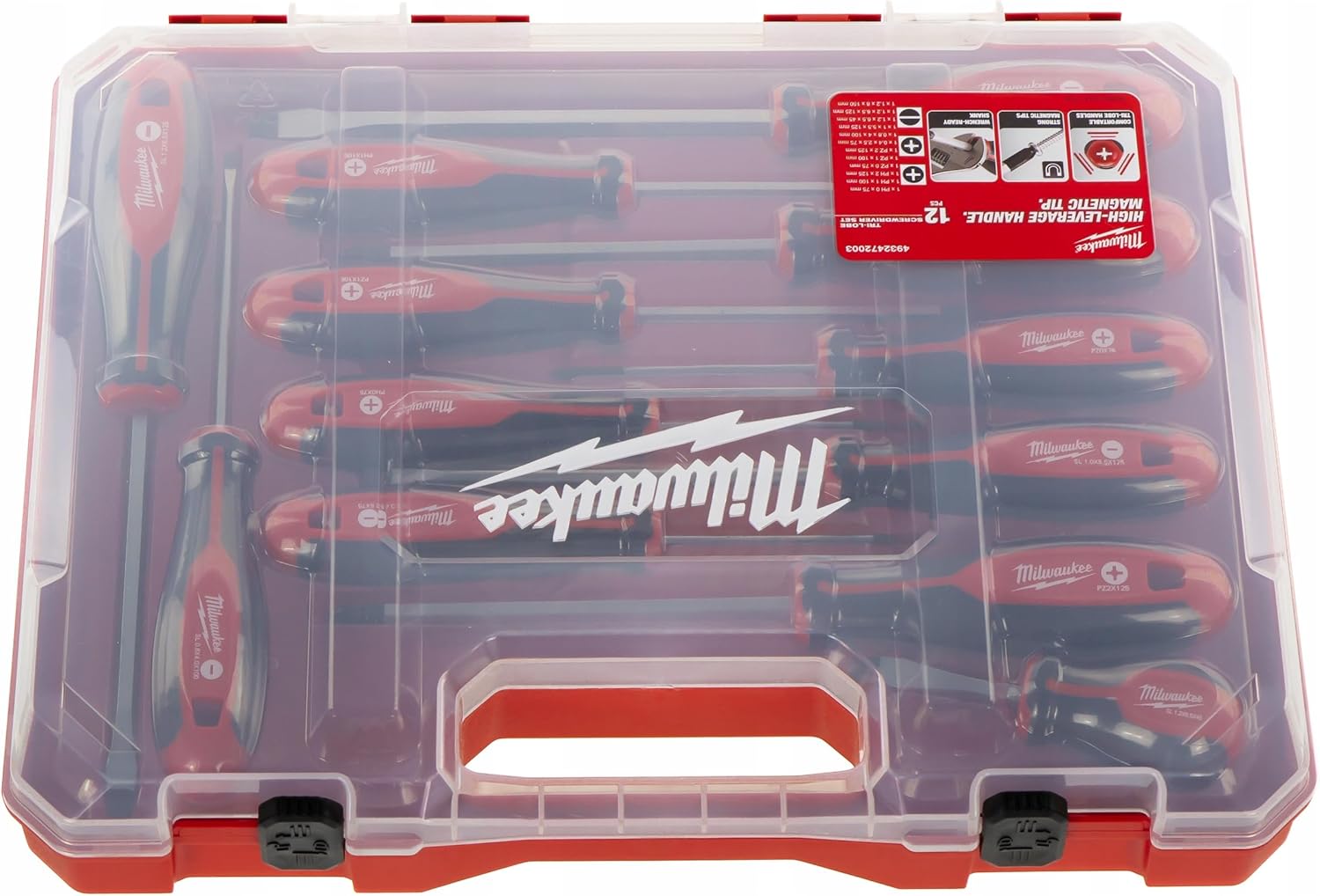 Alternative view of Milwaukee Set of 12 Tri-Lobe Screwdrivers 4932472003,Red