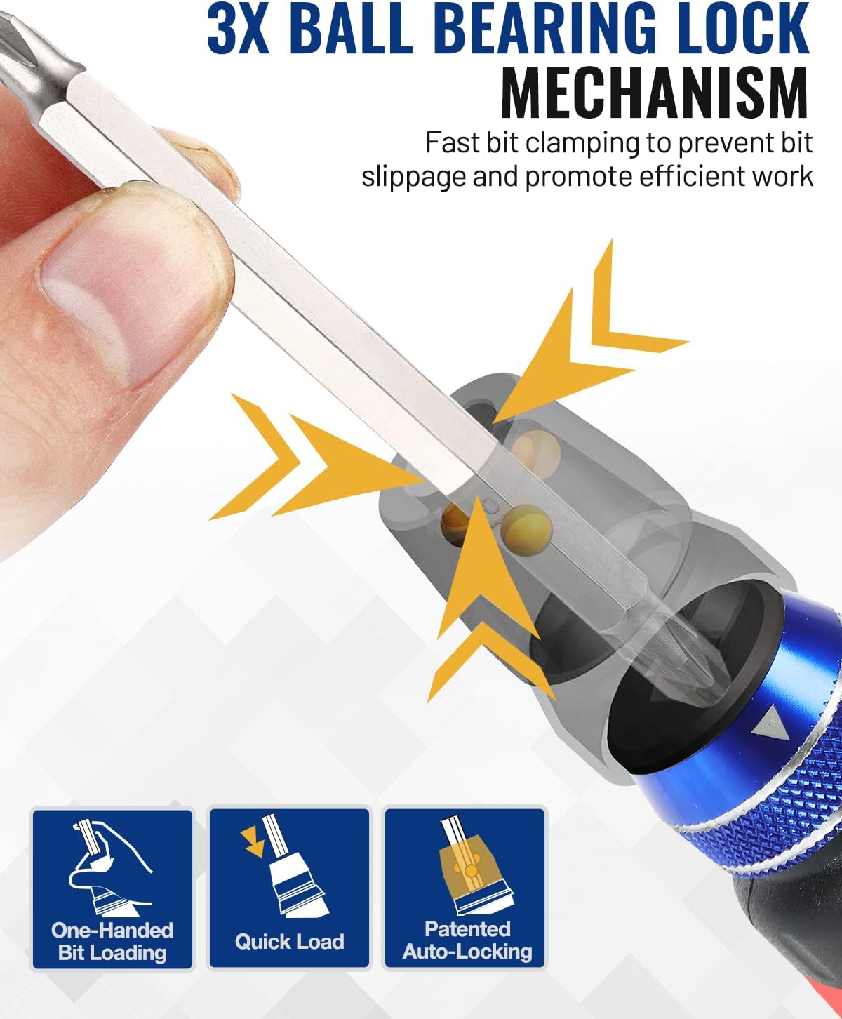 Alternative view of WORKPRO 12-in-1 Ratcheting Multi-Bit Screwdriver Set, Quick-load Mechanism Screwdriver with Double End Bits in Handle