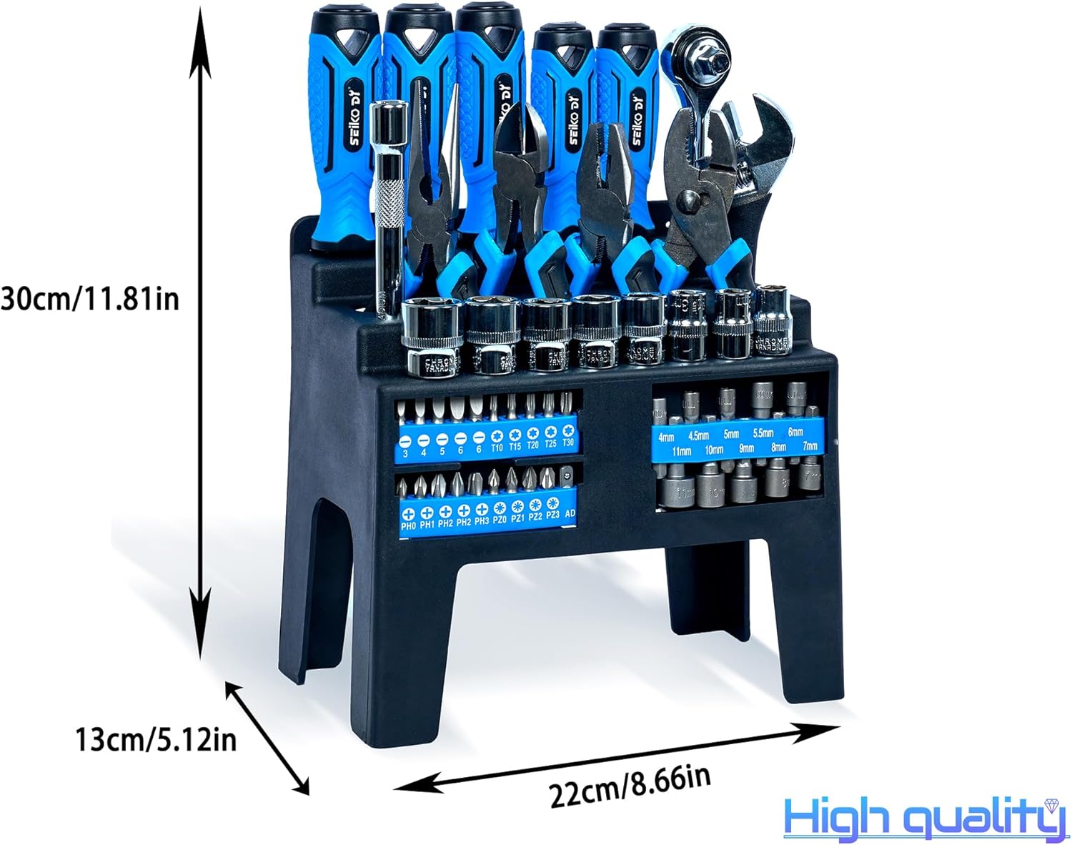 50-Piece Screwdriver Socket Wrench Set with Plastic Racking, Auto Repair Tool Kit, Professional Screwdriver Set Includes Pliers, Wrenches, Socket sets and Bit Sets, for Home Repair, DIY, Garage