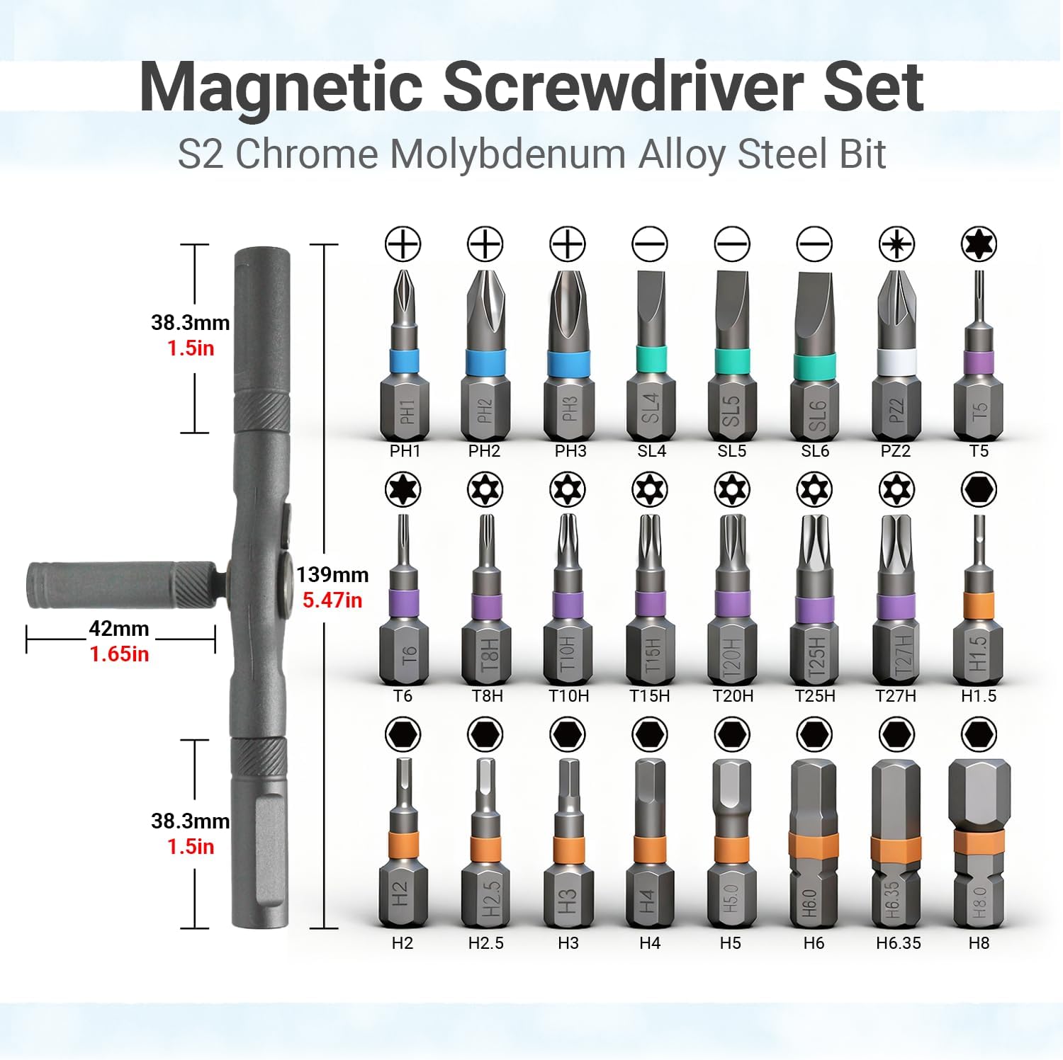 24 in 1 Magnetic Ratchet Screwdriver Set, S2 Steel Bits, DIY Combination Flexible Shaft, Suitable for Furniture Assembly, Precision Electrical Appliance Repair, Bicycle Tools