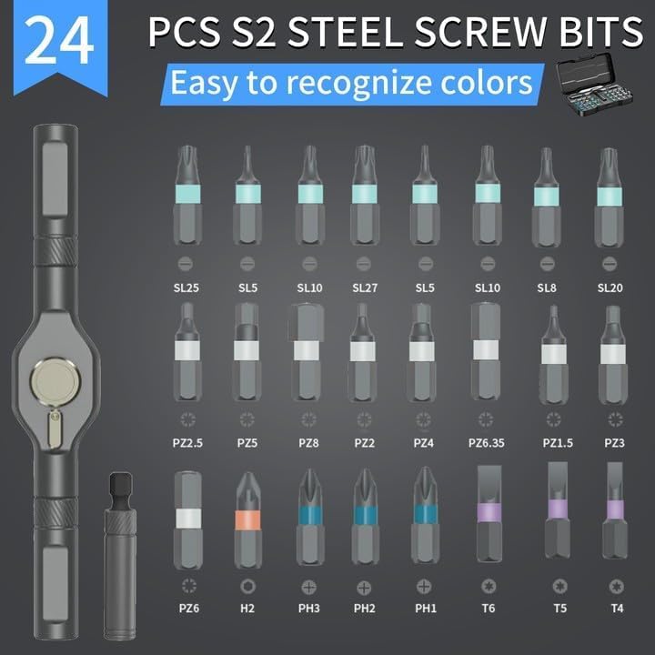 Alternative view of 24 in 1 Magnetic Screwdriver Set, DIY Ratchet Screwdriver Set, Multifunctional Toolbox with Detachable Ratchet Handle, Portable Precision Repair Tool Kit for Furniture Computer Bicycle (Black)