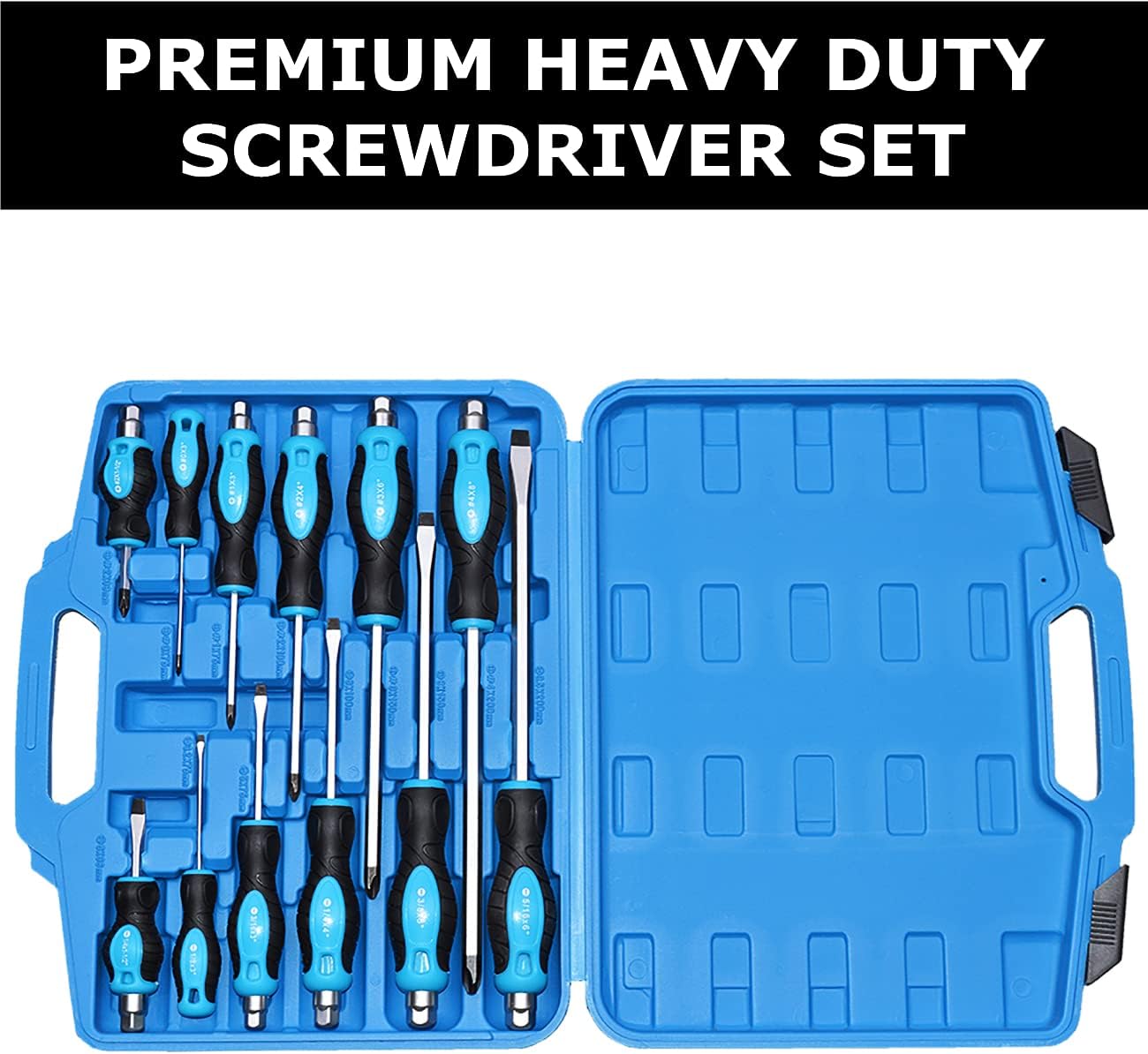 Sunplux 12-Piece Magnetic Screwdriver Set, Heavy Duty Screwdriver Set Go-Thru Steel Blades, High Torque 6 Phillips & 6 Flat Head Tips Screwdrivers Set with Case
