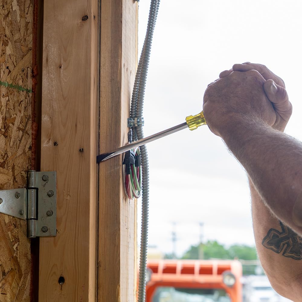 Klein Tools 85442DD Screwdriver Set, Demolition Screwdriver, 1/4-Inch and 5/16-Inch Keystone Tips with Plated Metal Strike Cap, 2-Piece