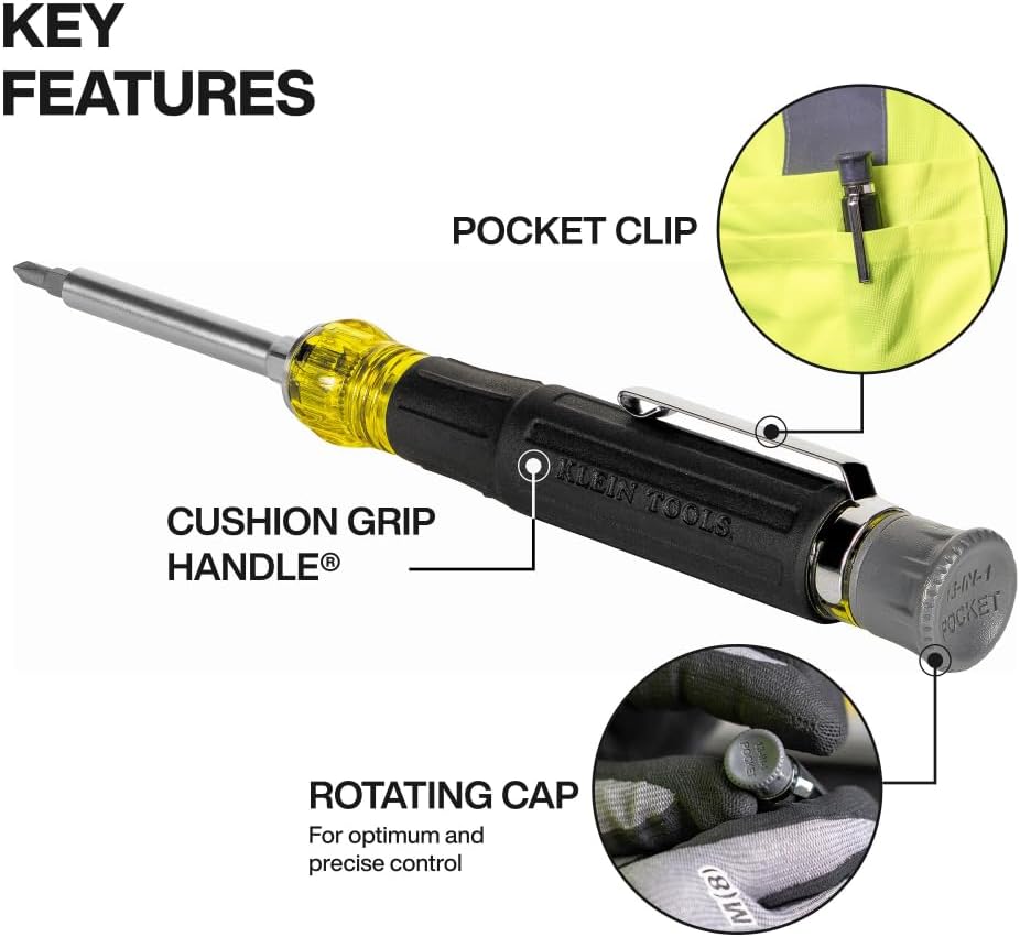 Alternative view of Klein Tools 32600P Mini Precision Screwdriver with Pocket Clip, 13-in-1 Magnetic All-Purpose Driver with Nut Drivers, Phillips, Slotted, and TORX Tips