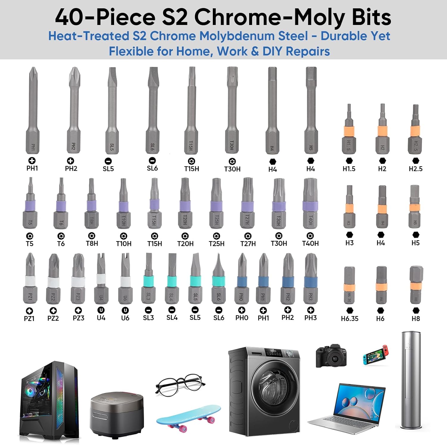 Alternative view of Arcomin Magnetic Ratchet Screwdriver Set - 42 in 1 Multifunction Mini Ratcheting Screwdriver Kit with Detachable Handle & Portable Case for DIY Repair, Furniture, Bicycle, Electronics (Orange)