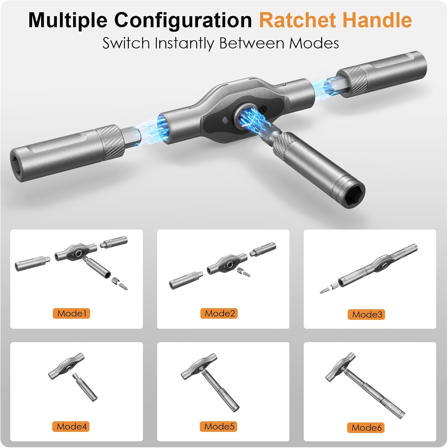 Alternative view of VEYSMOU 42-in-1 Magnetic Ratchet Screwdriver Set with Detachable T-Handle & Case, Multi-Bit Precision Driver Kit for Electronics, PC, Bicycle, Furniture Repair, Eyeglass, and DIY Gifts （Orange）