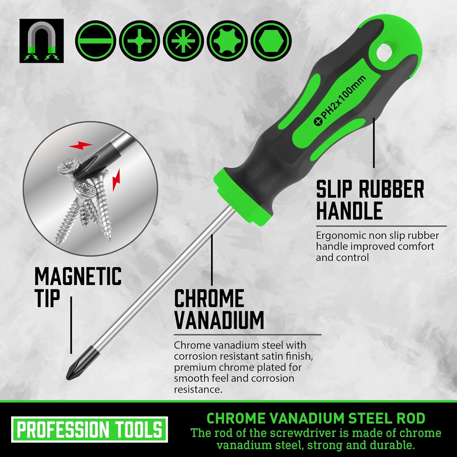 Alternative view of Magnetic Screwdrivers Set with Case, Amartisan 43-piece Includs Slotted, Phillips, Hex, Pozidriv,Torx and Precision Screwdriver Set, Magnetizer Demagnetizer Tools, Tools for Men (Green))