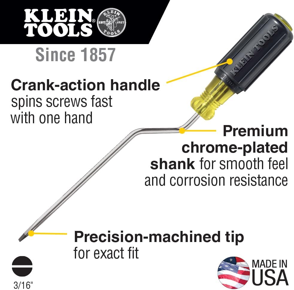 Alternative view of Klein Tools 670-6 Screwdriver, Made in USA, 3/16-Inch Cabinet Tip, Rapi-Driv, 6-Inch Shank