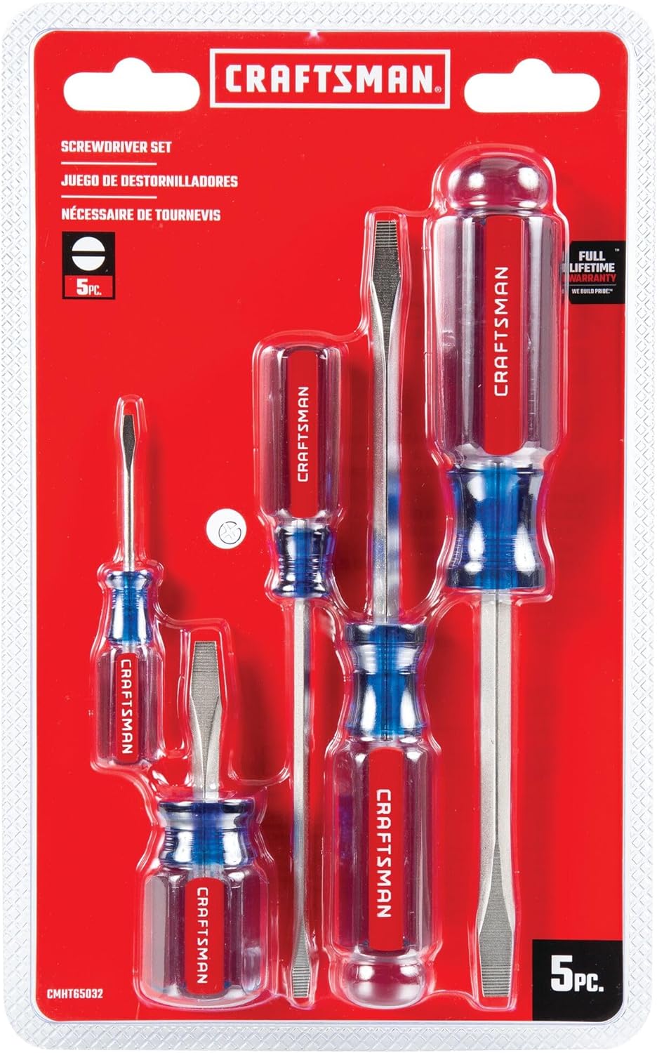 CRAFTSMAN Screwdriver Set, Slotted/Flat Head, 5Piece (CMHT65032)