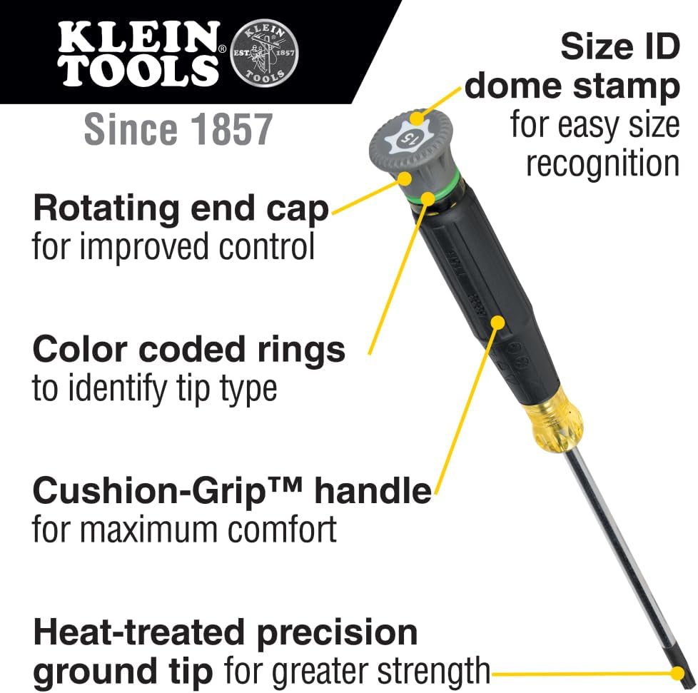 Alternative view of Klein Tools 85617 Mini Precision Screwdriver Set, Slotted, Phillips, TORX, Cushion-Grip Handles, Ideal for Terminal Blocks, Electronics